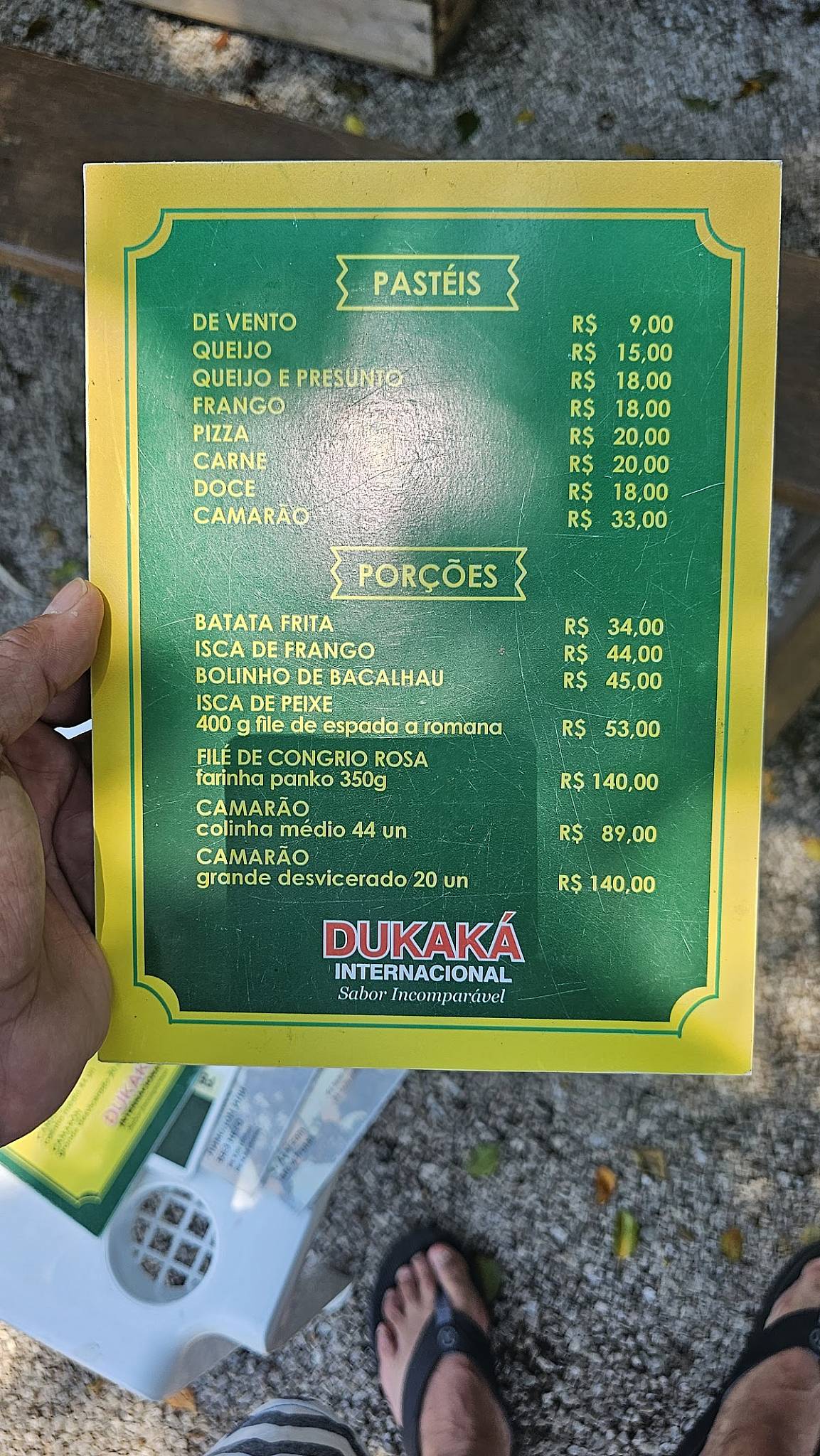Barraca Dukaká cardápio