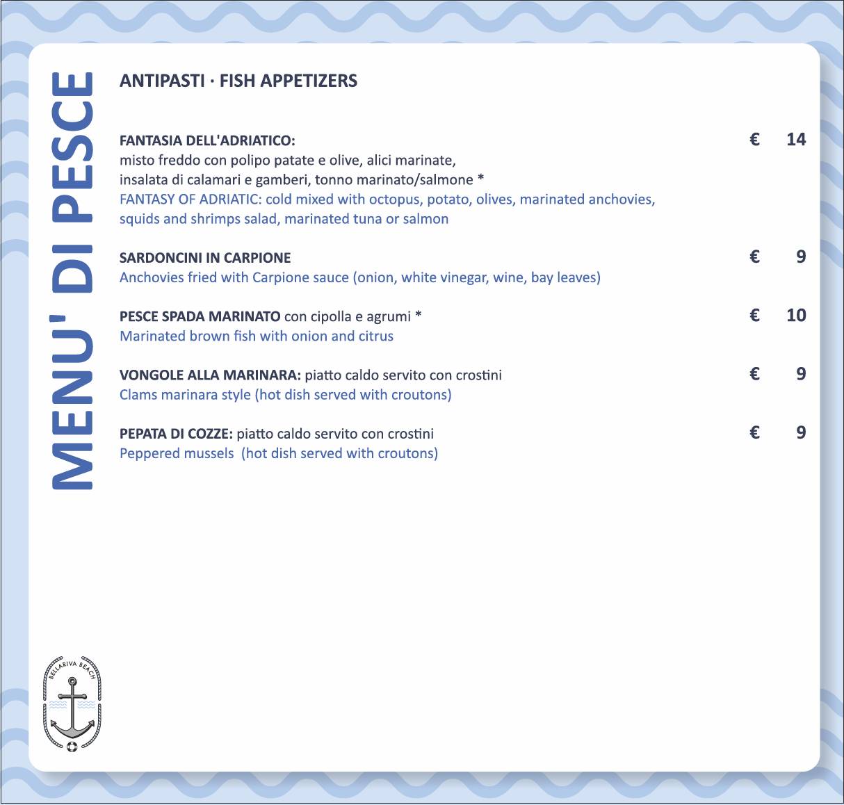 Menu di Bellariva Beach 