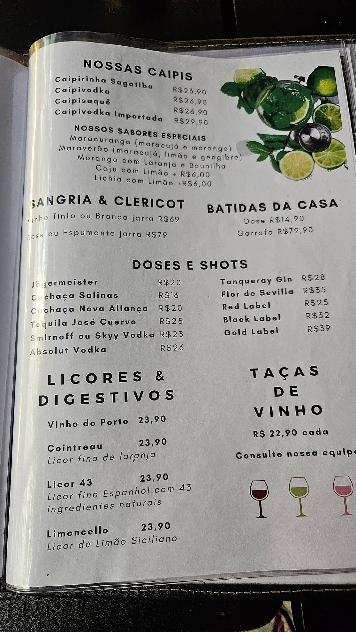 Bossa Rio cardápio