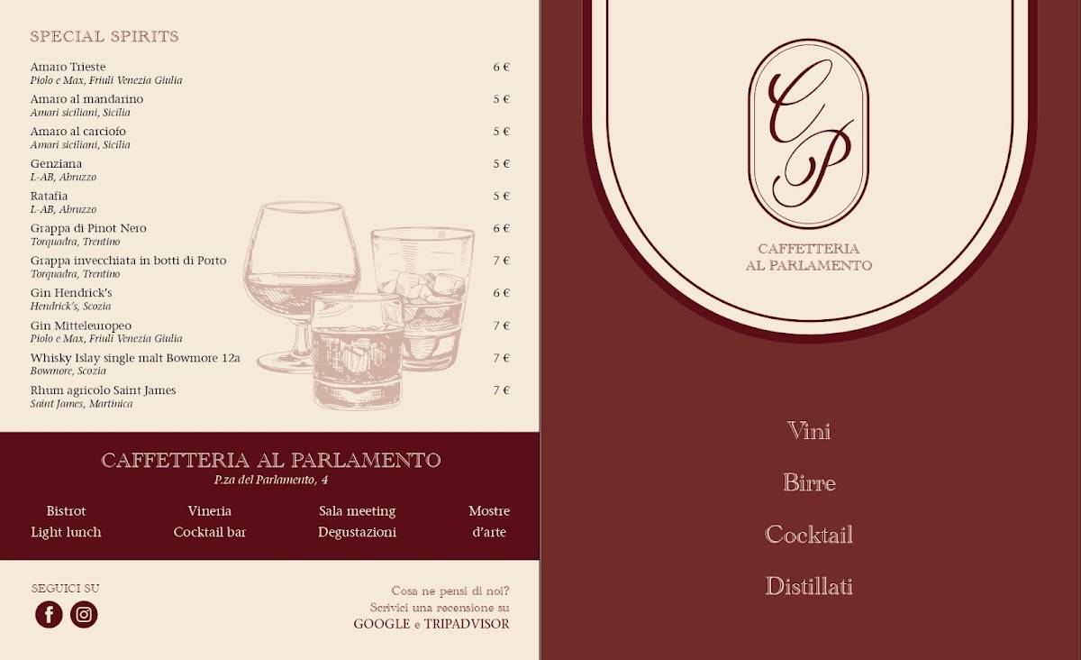 Menu di Caffetteria al Parlamento 