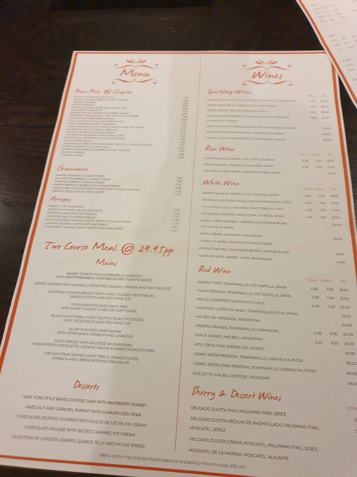 Menu at Chupitos pub & bar, Welling