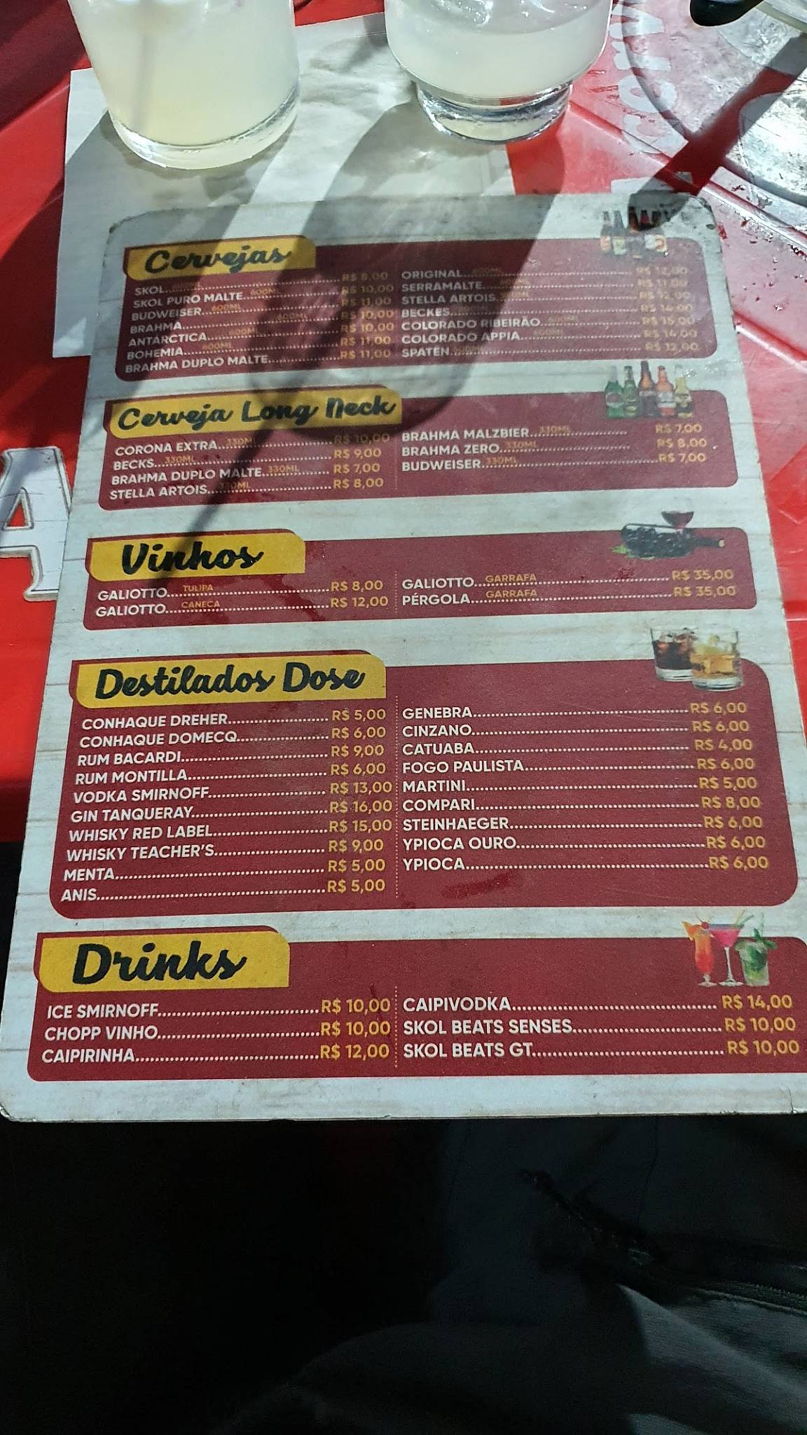 Codorna do Feio cardápio