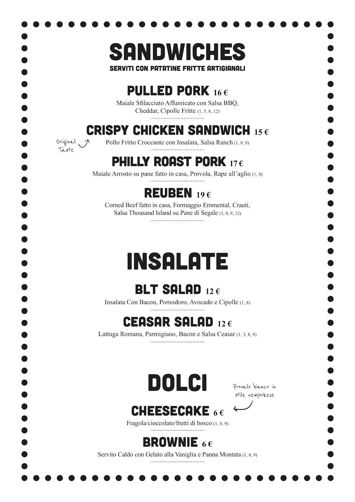 Menu di Djària American Bar 