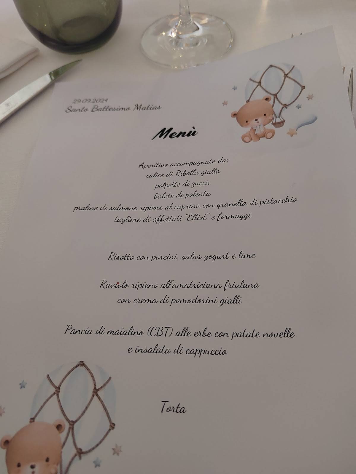 Menu di Elliot Osteria e Dormire in Collina 