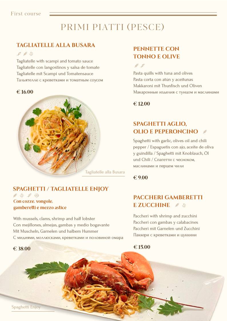 Menu di Enjoy Bistro - Ristorante - Bar 