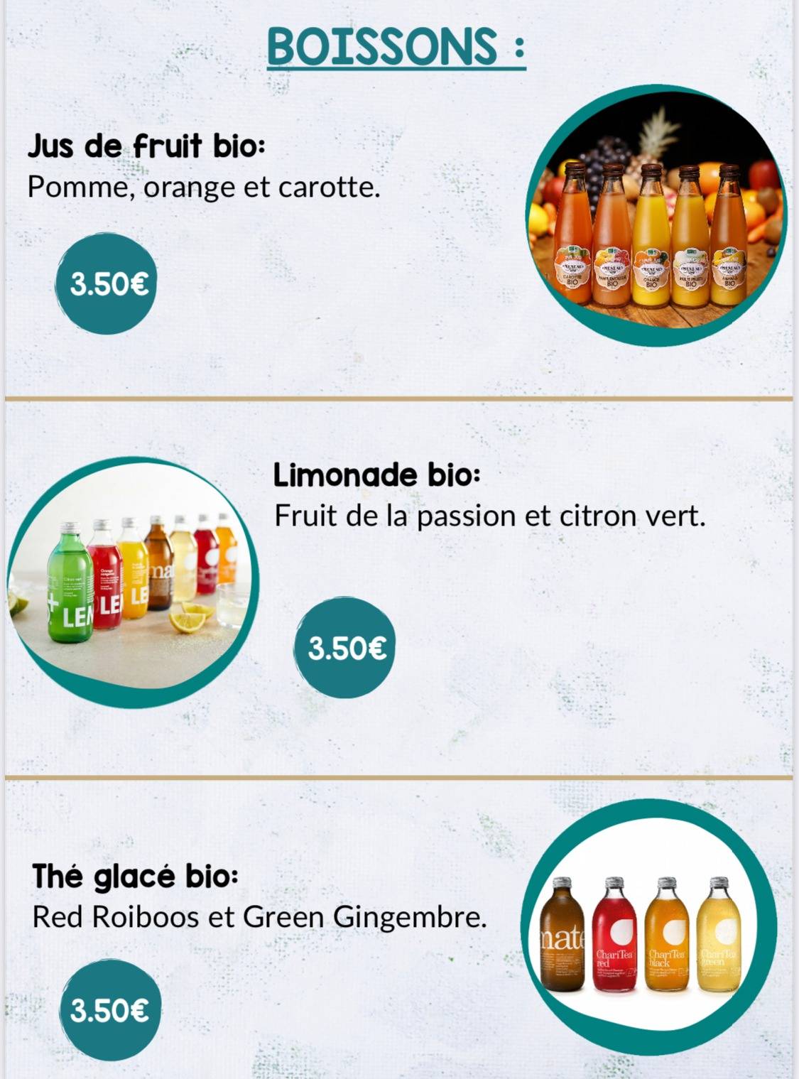 Menu de GARDEN FOOD ROUBAIX