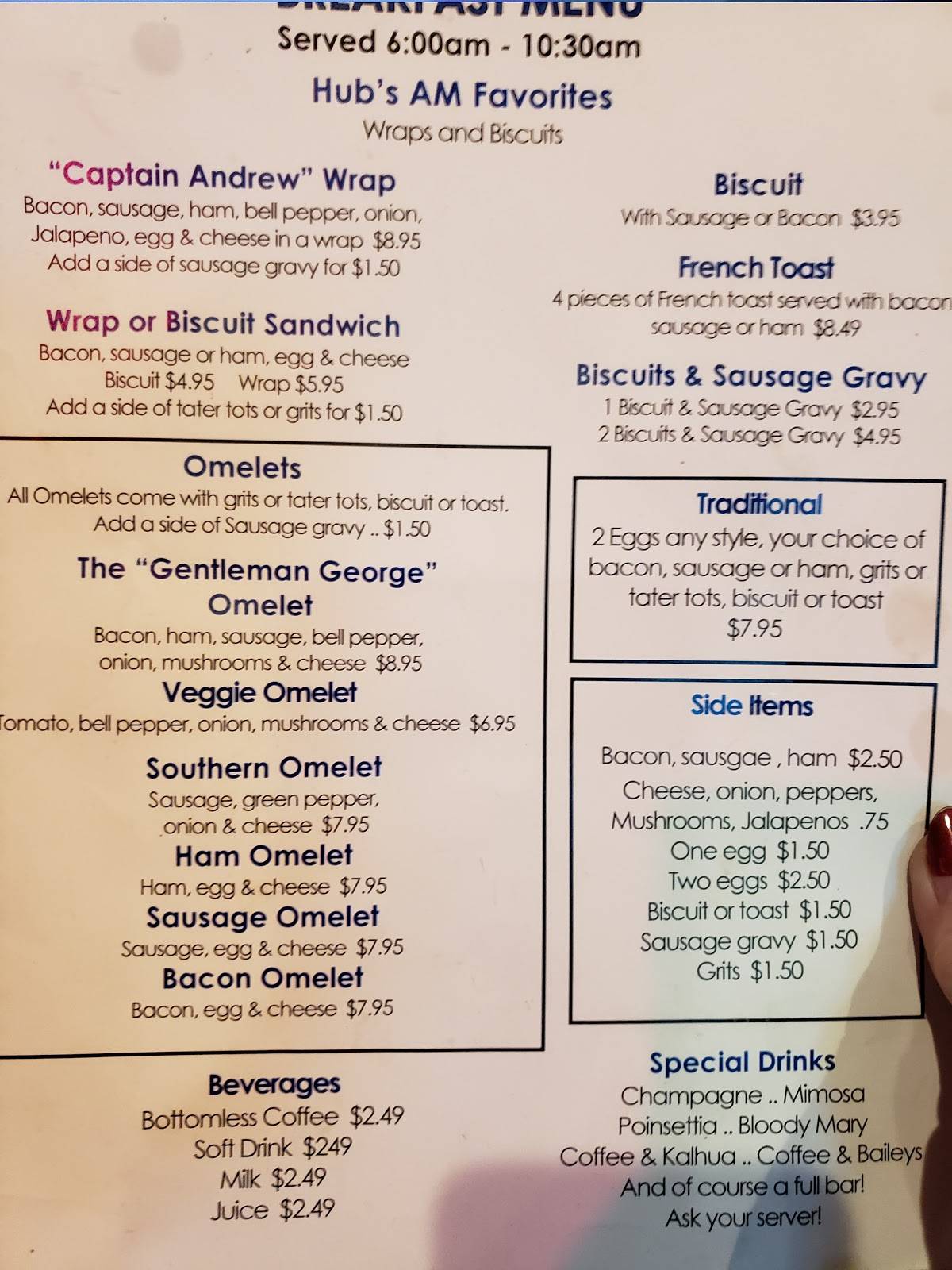 Menu at Hub Stacey's at The Point pub & bar, Perdido Key