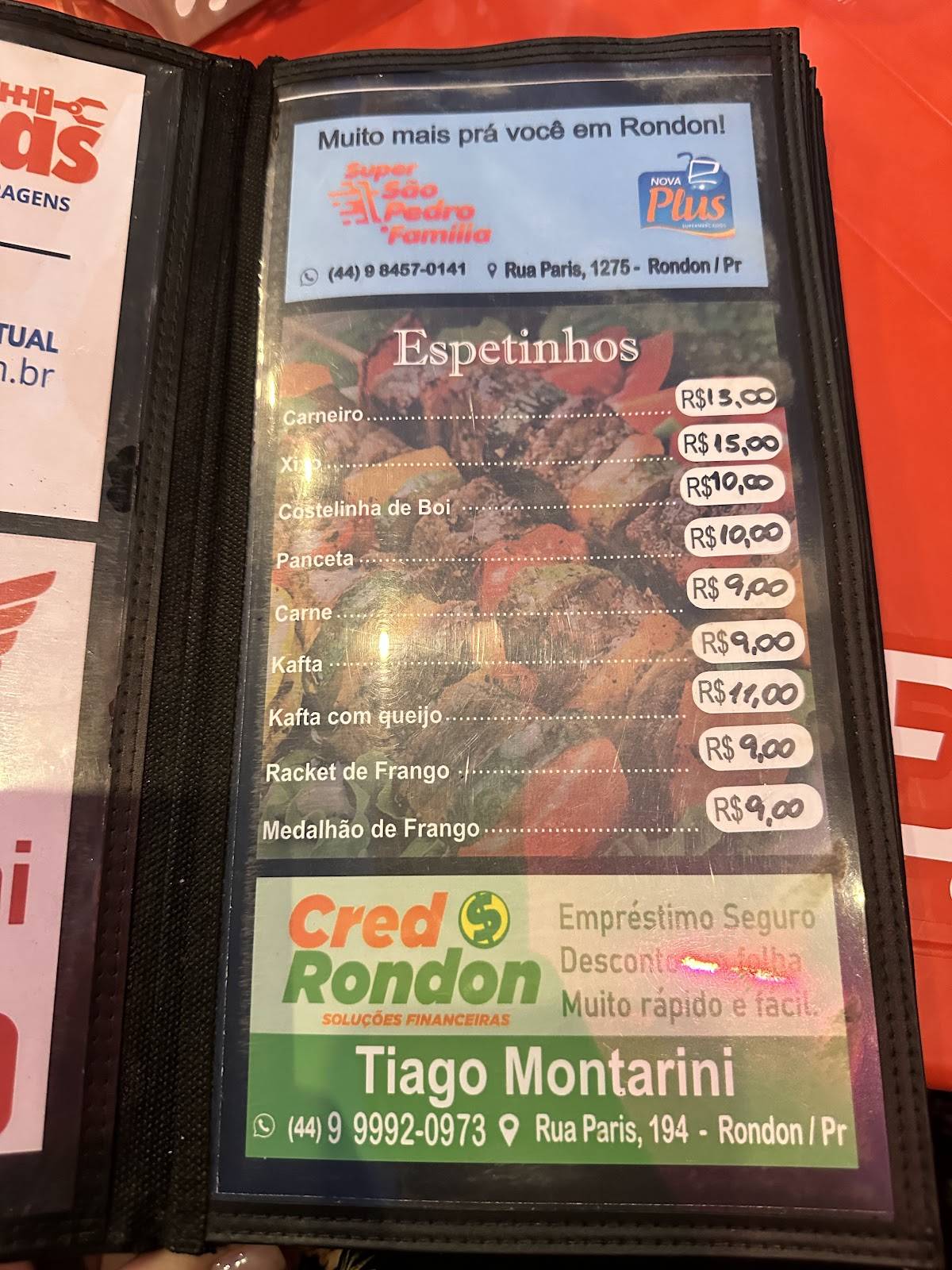 Jeferson espetinhos cardápio
