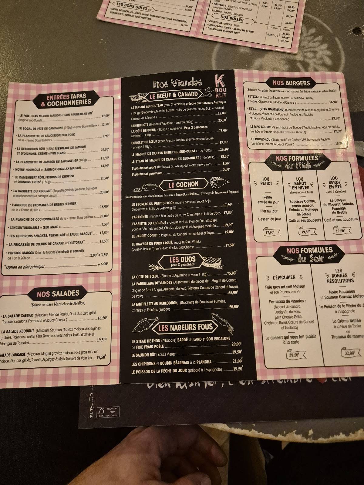 Menu de Kbourut restaurant bar tapas