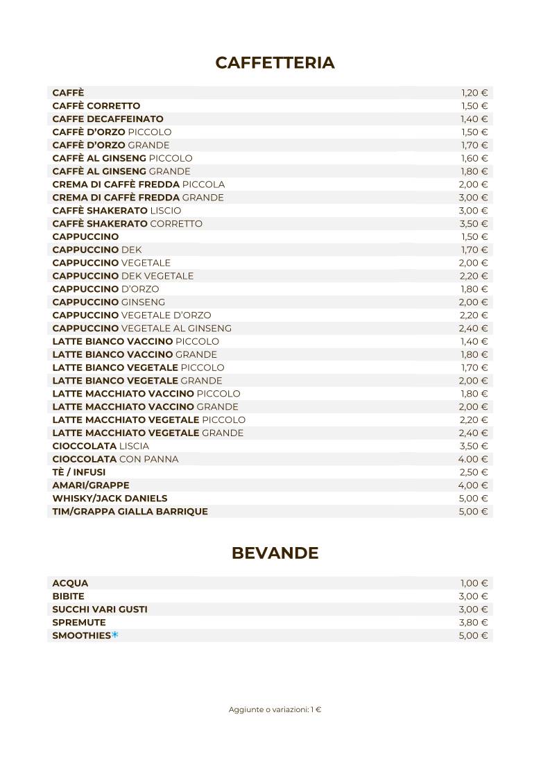 Menu di Kiafè Enjoy Your Break 