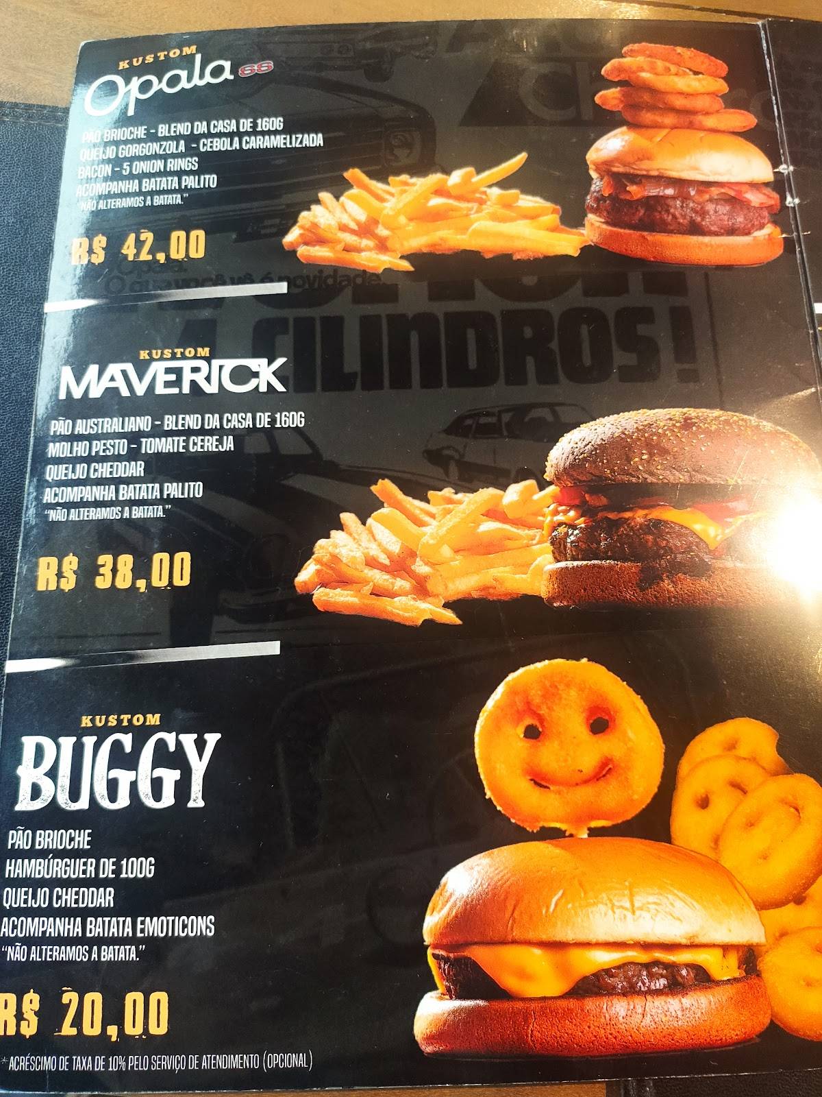 Kustom Burgers cardápio