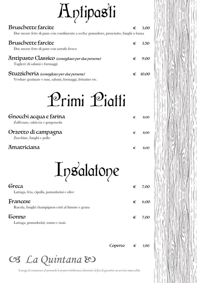 Menu di LA QUINTANA 