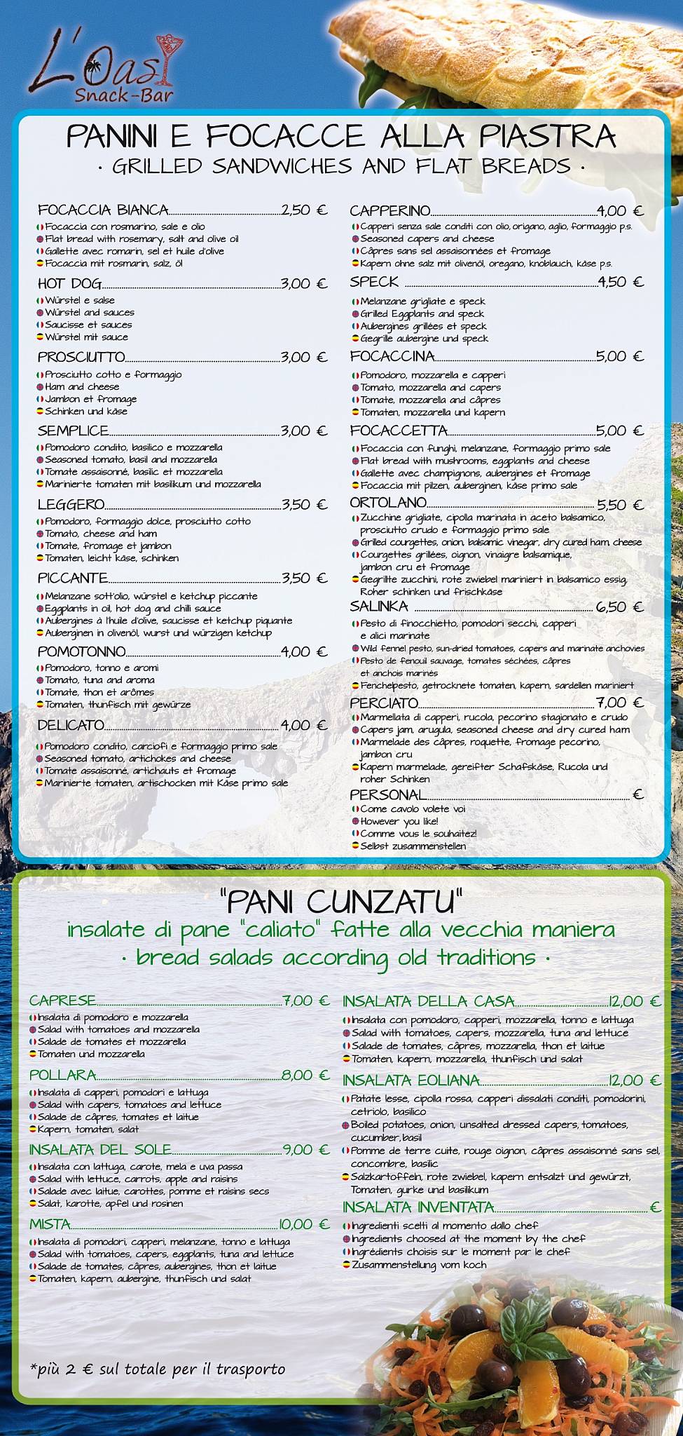 Menu di L'Oasi Snack-Bar 