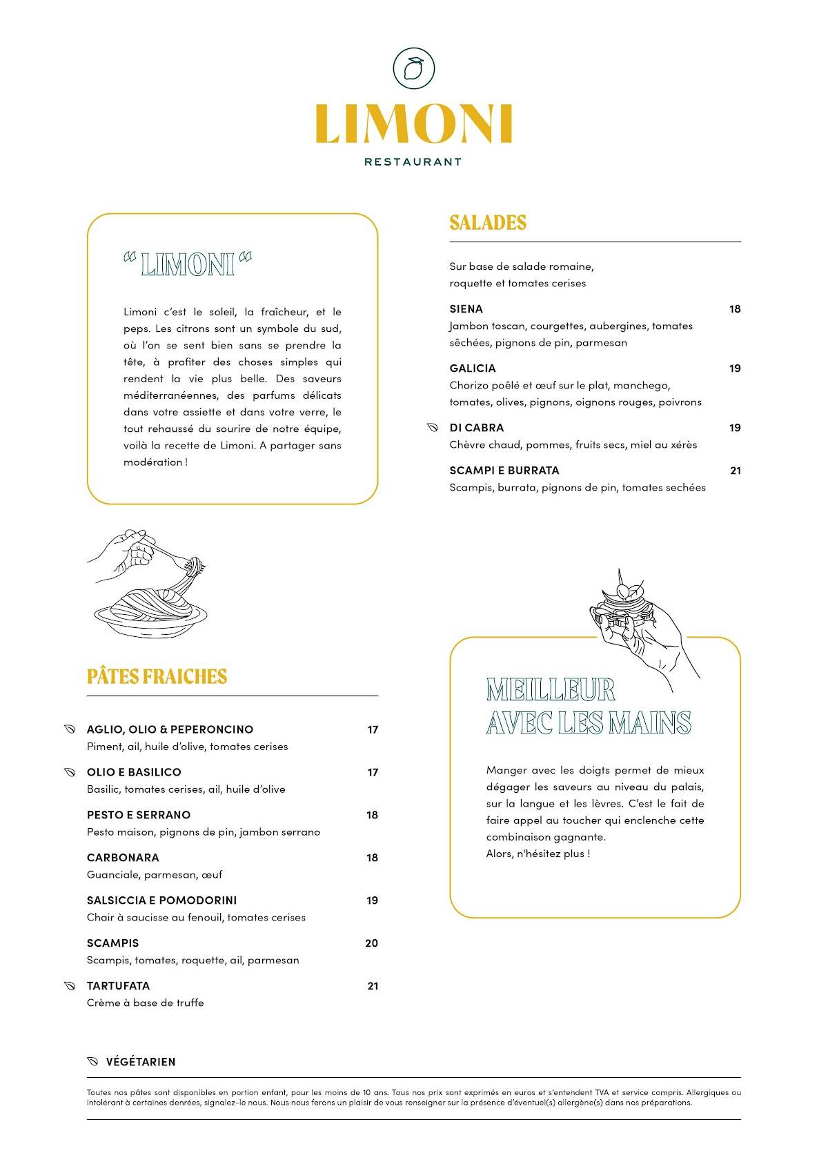 Menu de Limoni - Restaurant