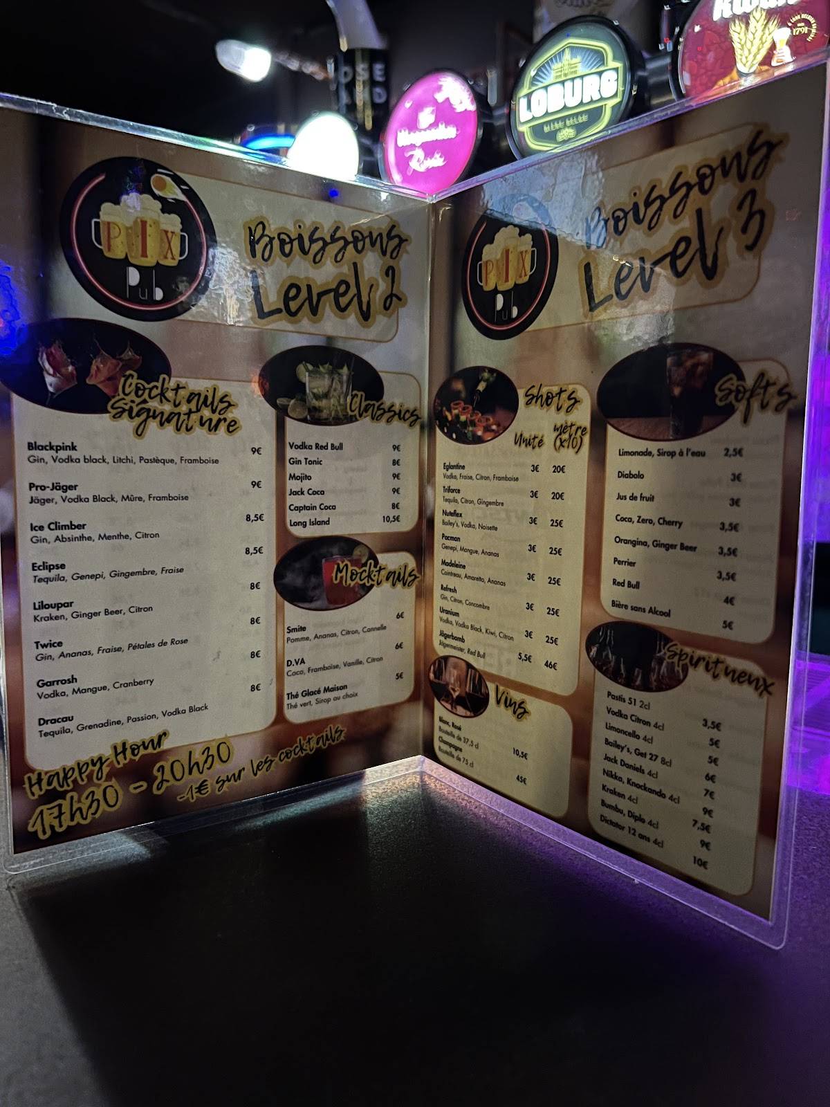 Menu de PIX Pub