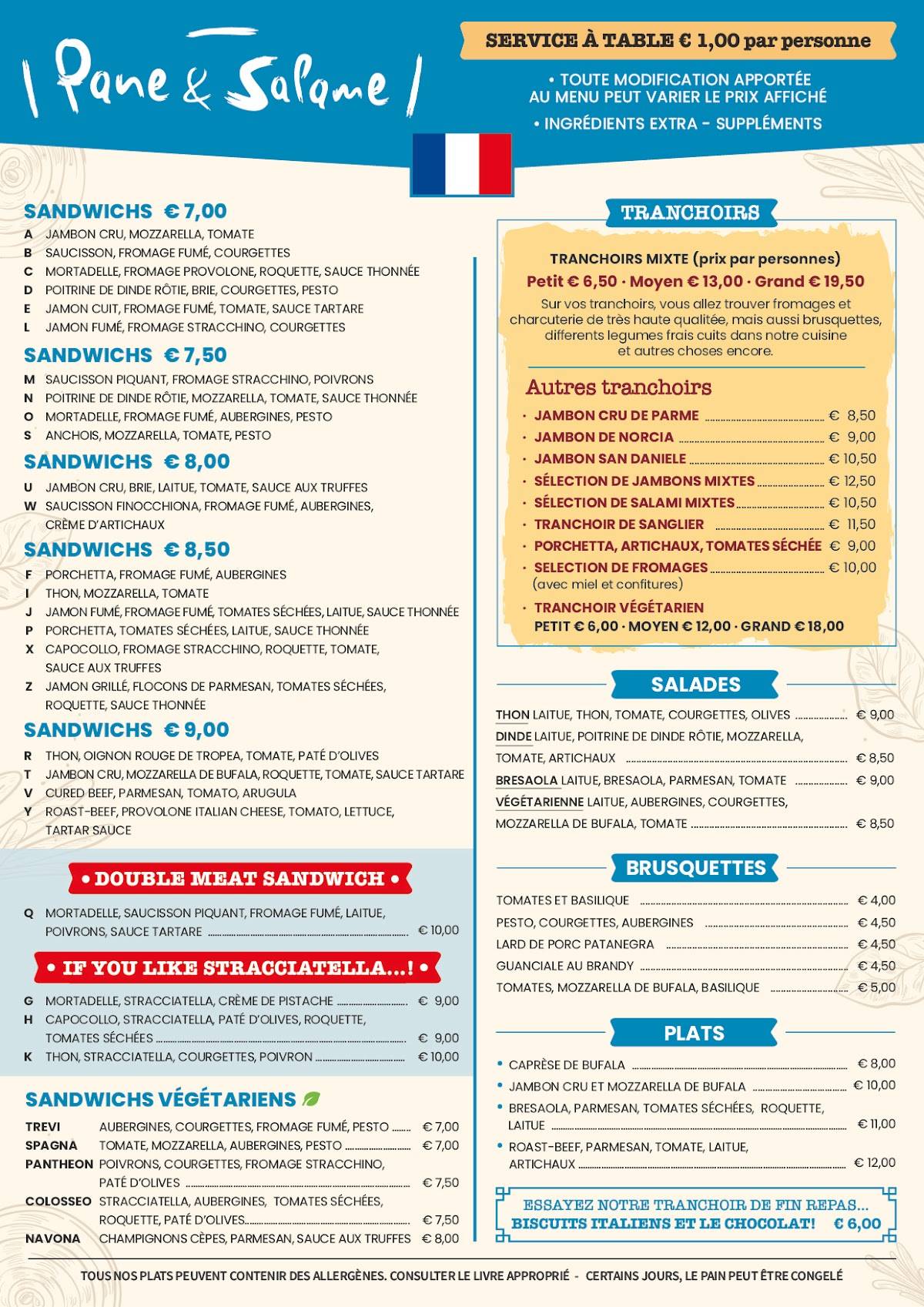 Menu de Pane e Salame