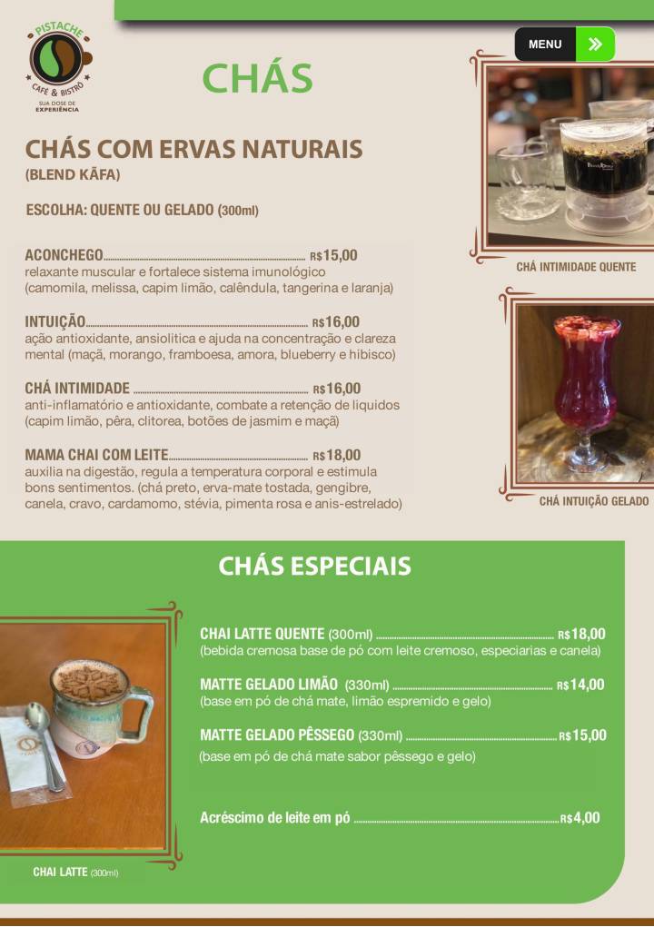 Pistache Café cardápio