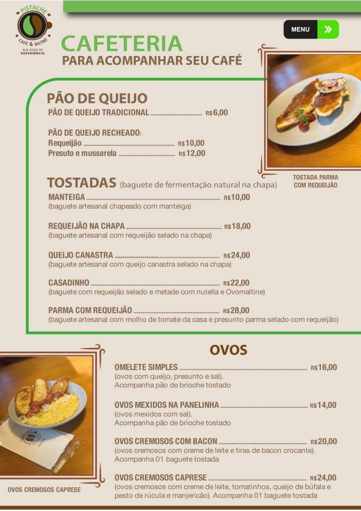 Pistache Café cardápio