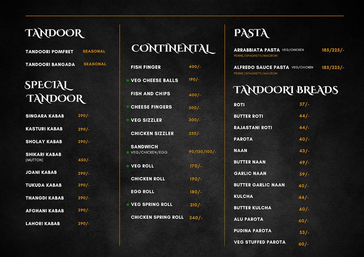 Sequence Restobar menu