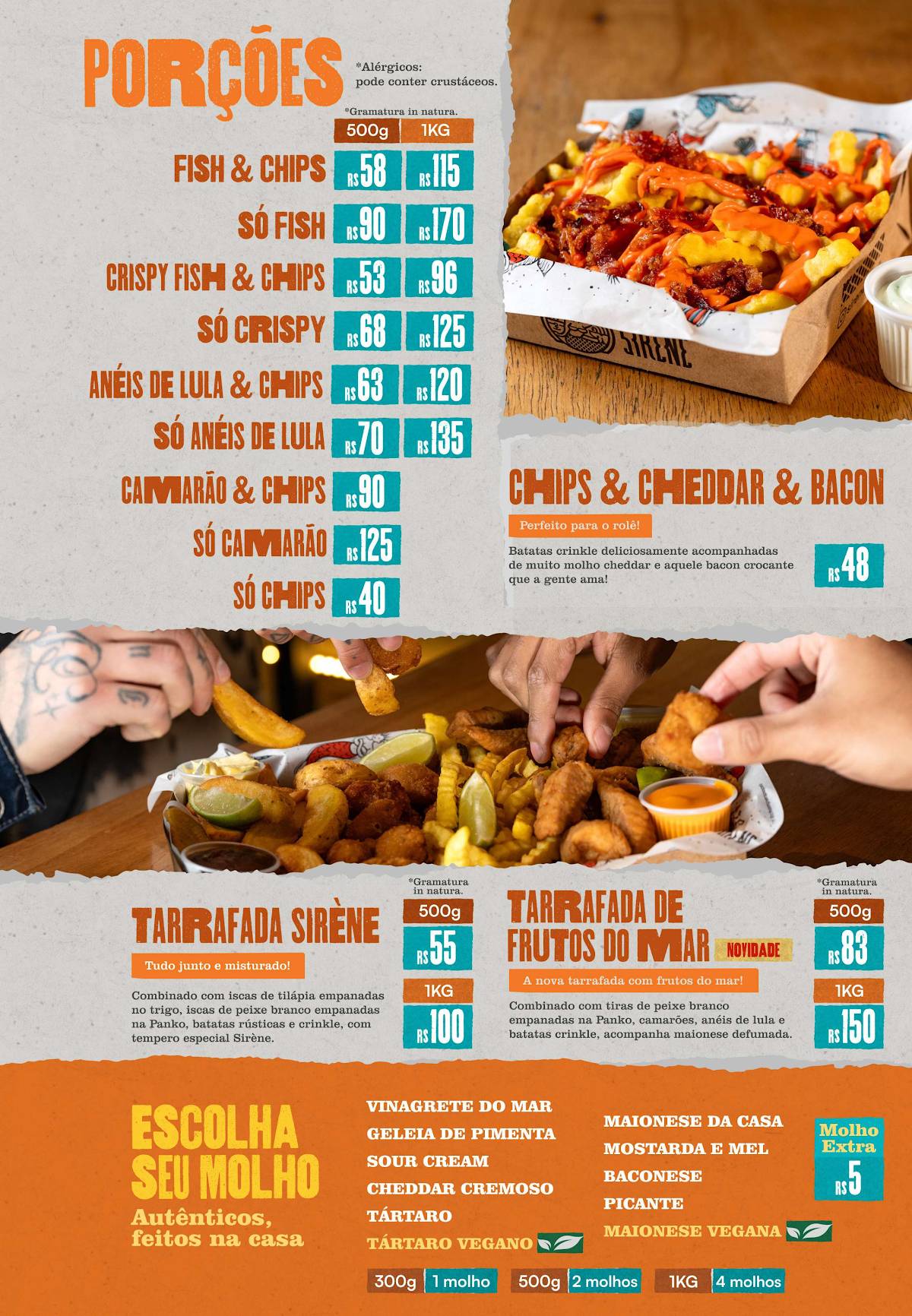 Sirène Fish & Chips - Fleming - Bar cardápio