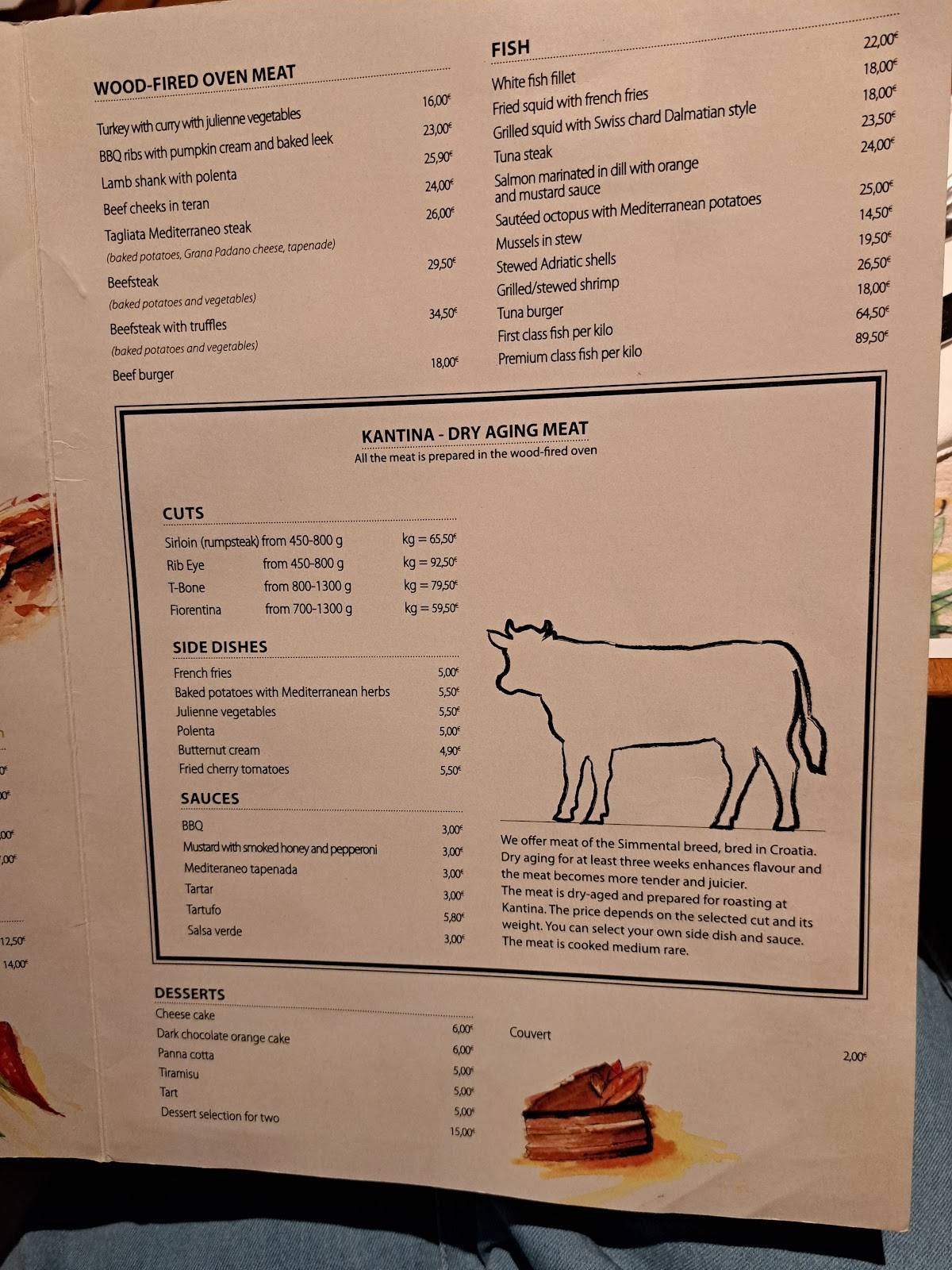 Menu di Kantina Restaurant 