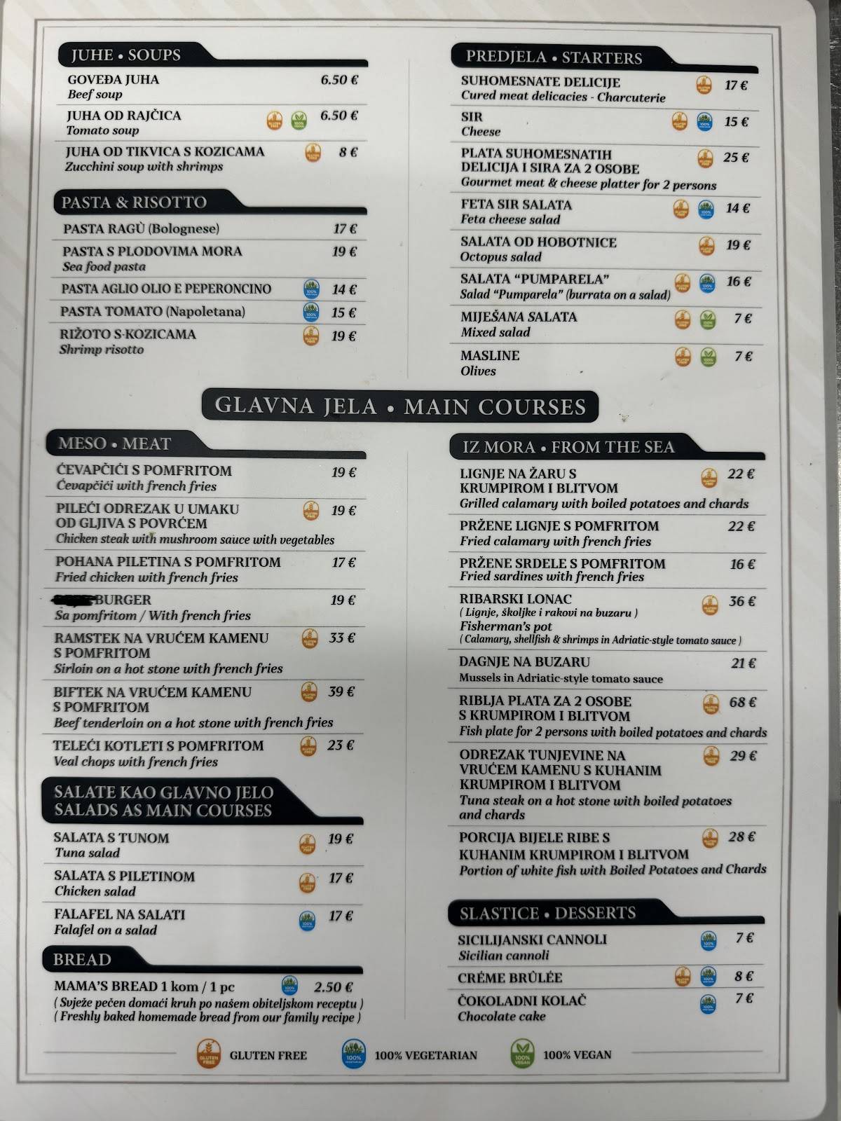 Menu de Pumparela Restaurant