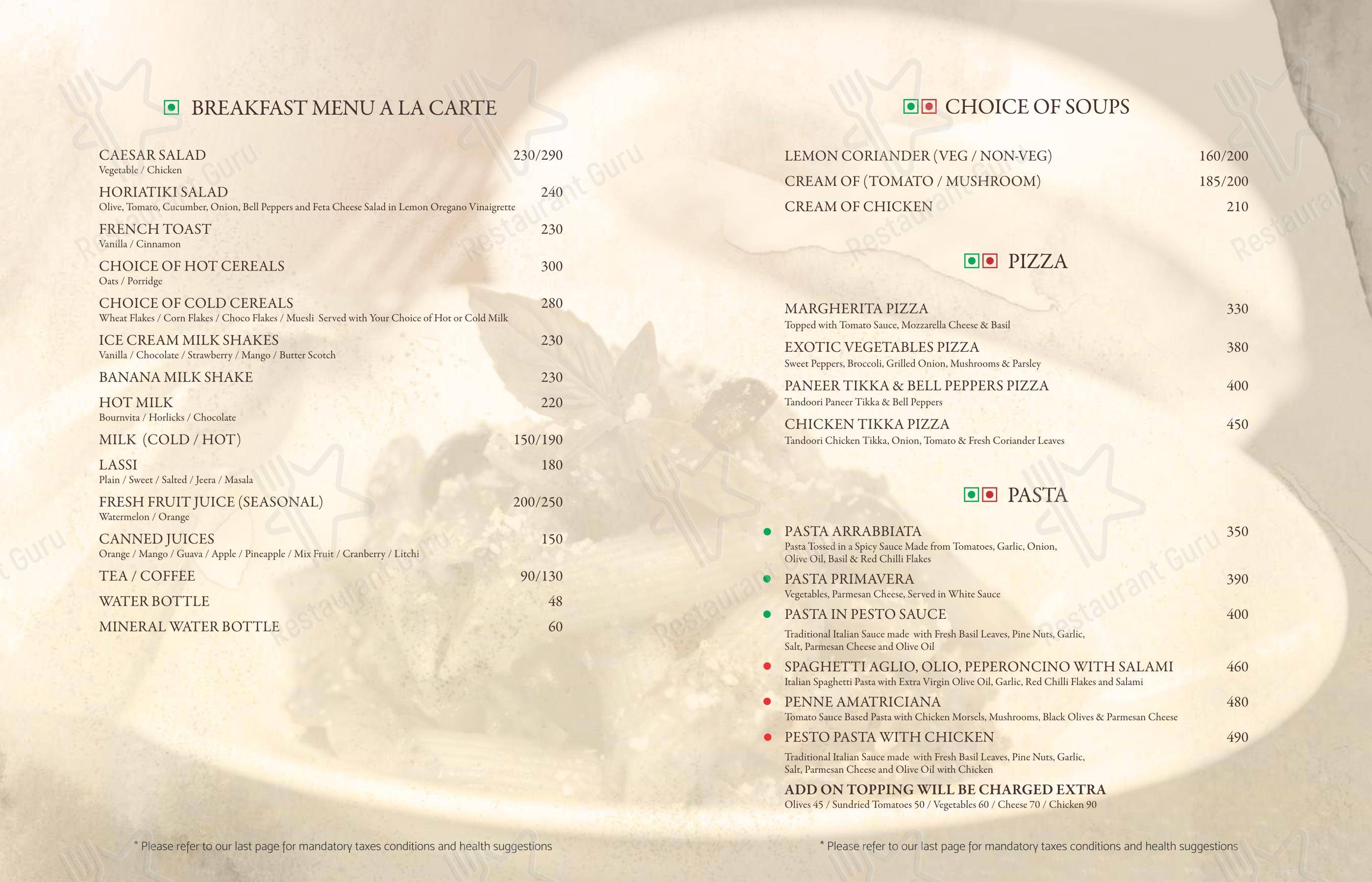 Menu for the PunChin restaurant