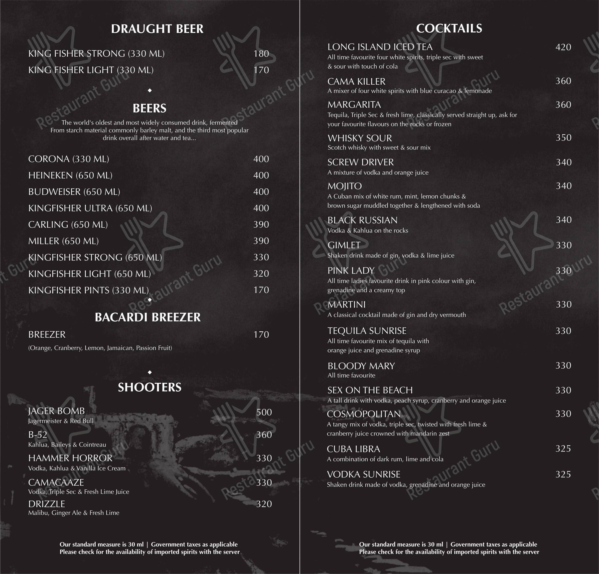 Menu bar for the PunChin restaurant