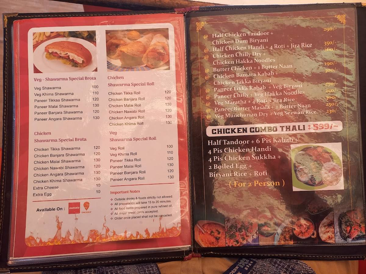 Shahi Angare Restaurant menu