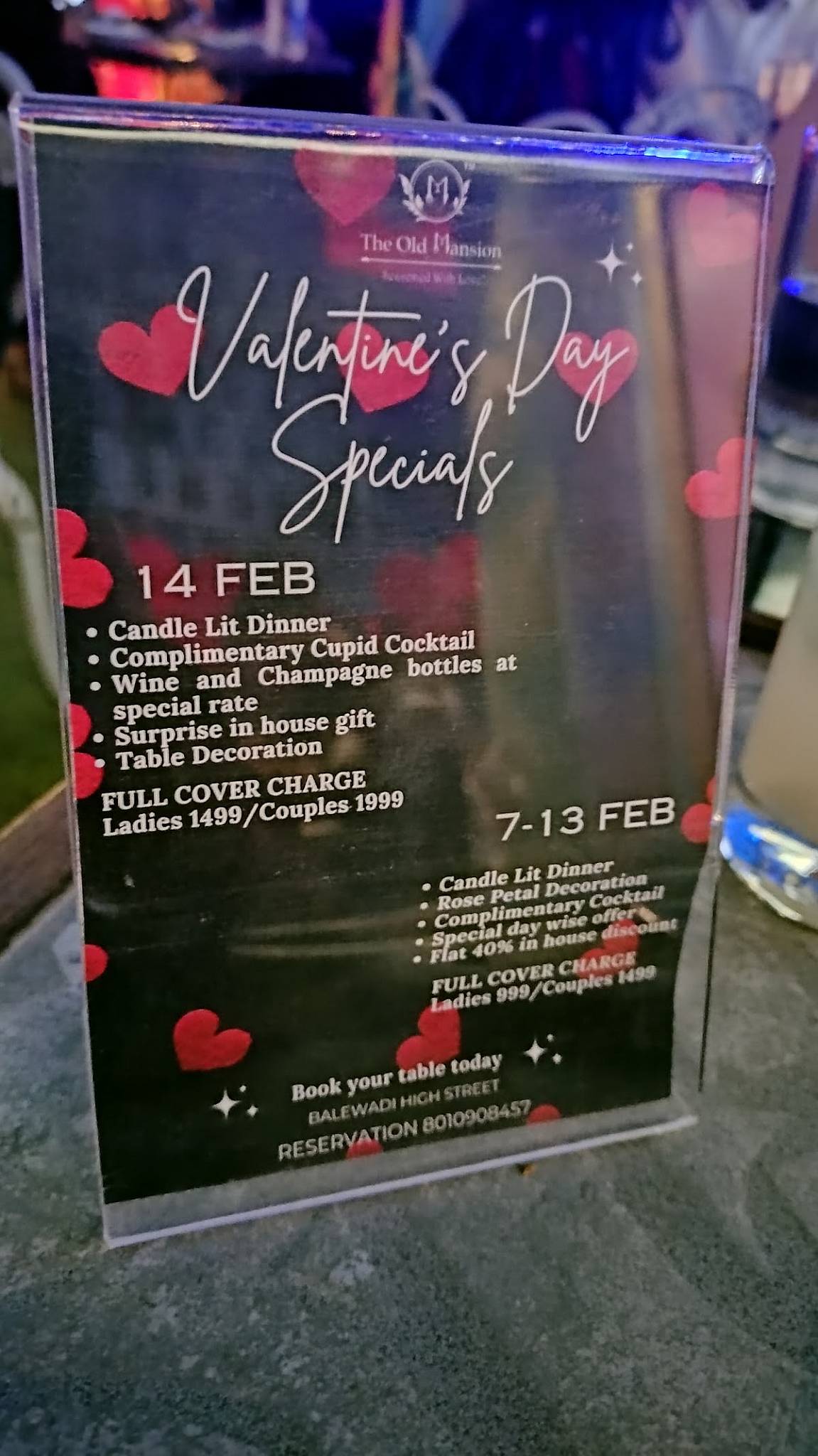 The Old Mansion menu