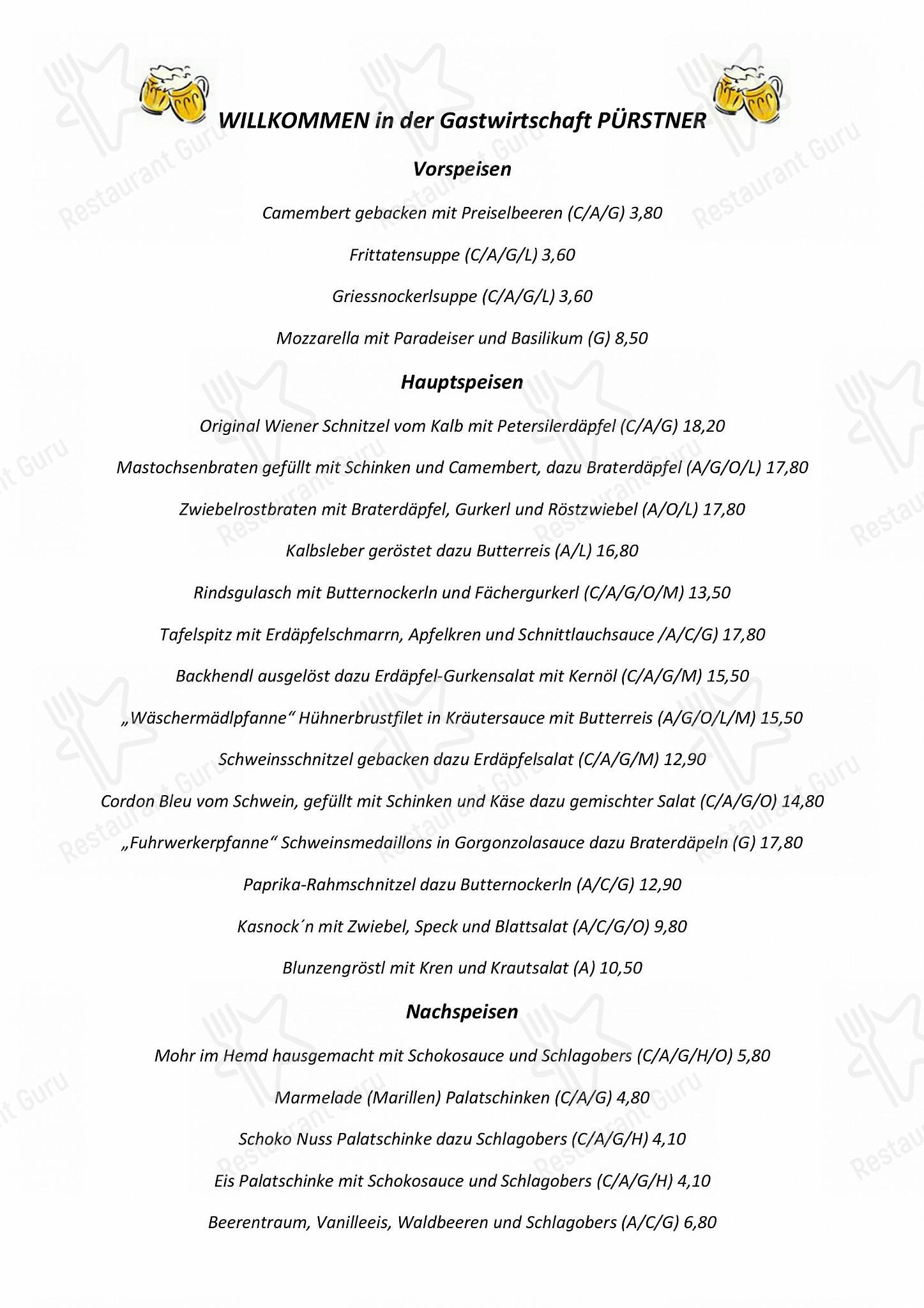 Menu pour Puerstner - At Home Catering Menu