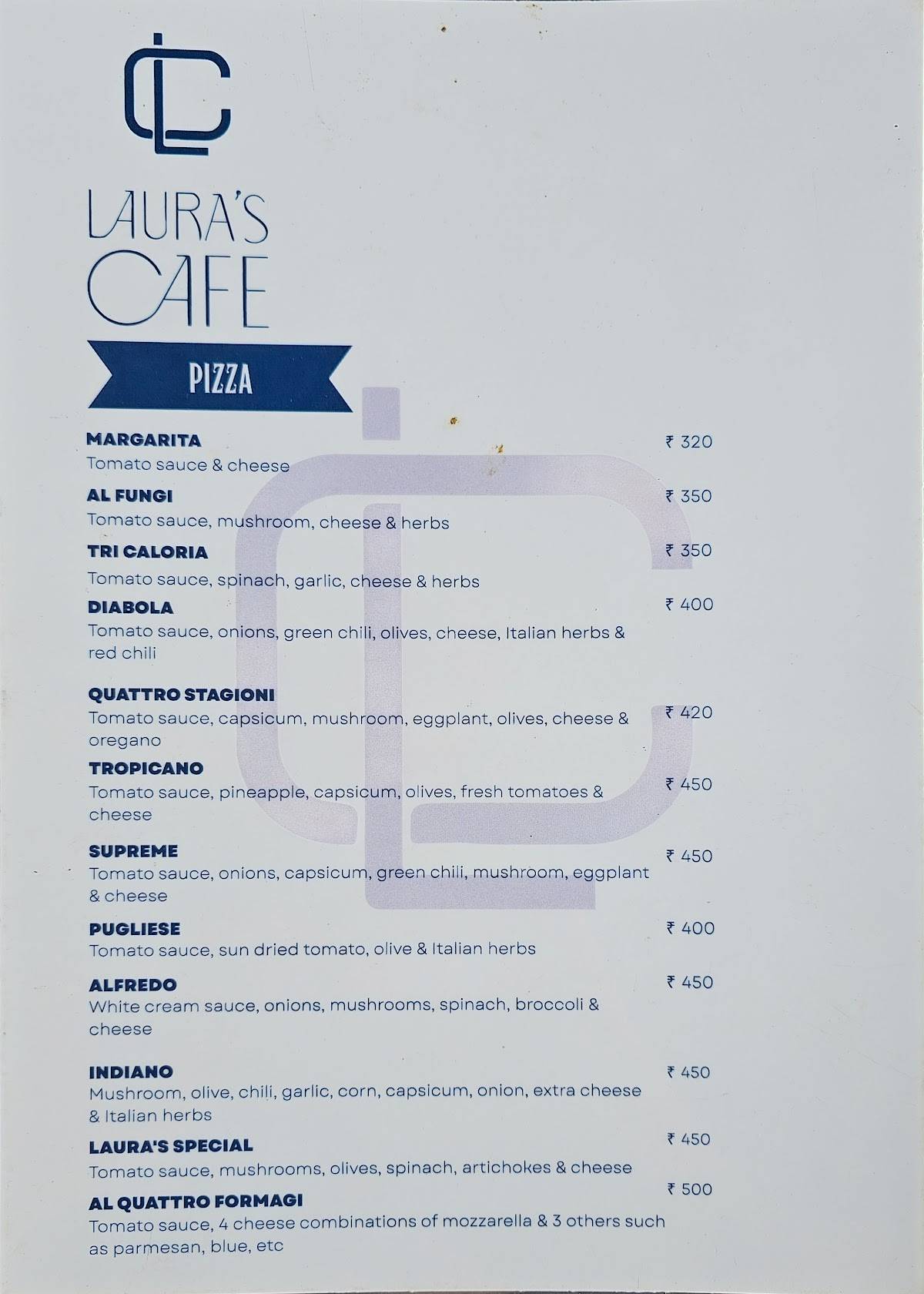 Laura's Café menu