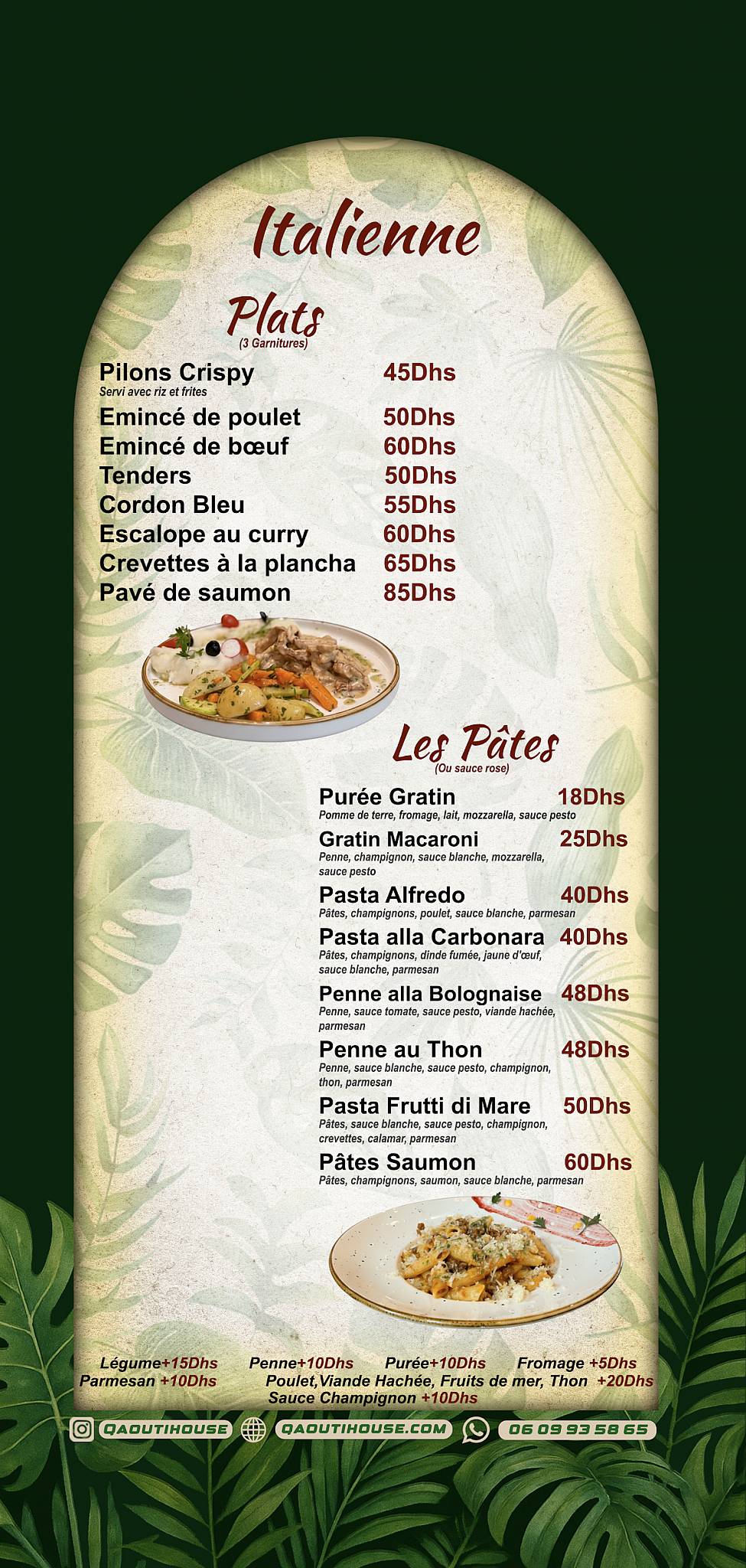 Menu de Qaouti house