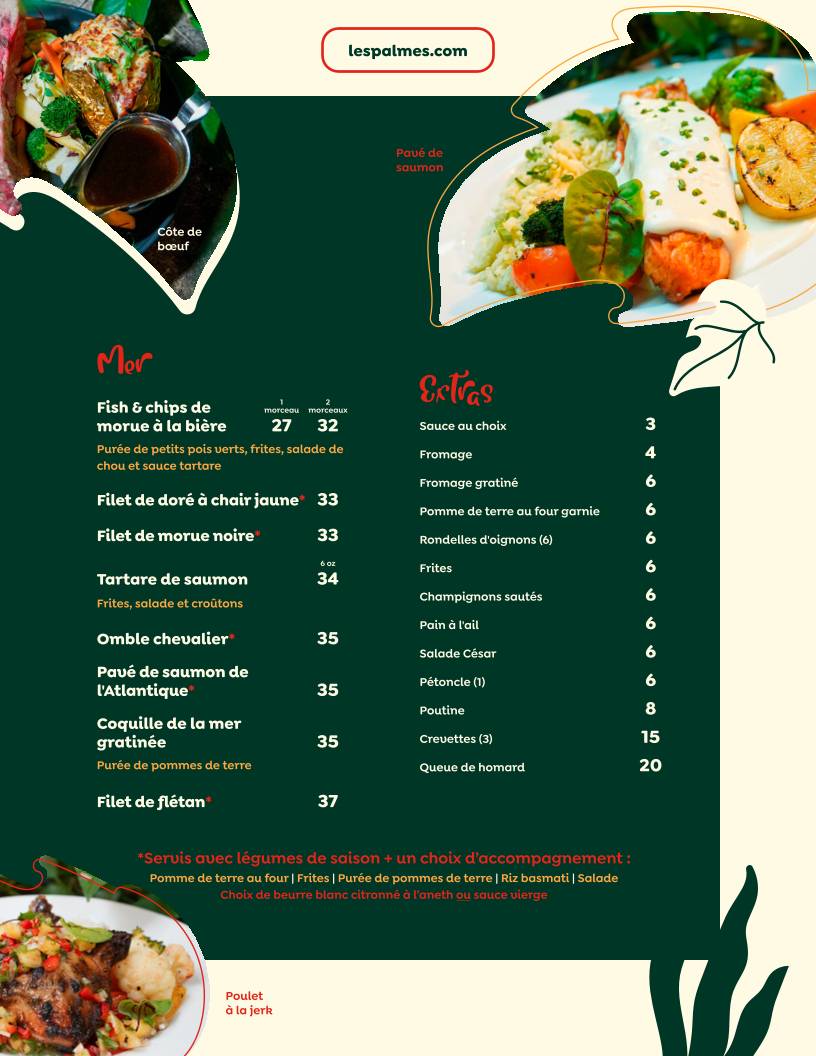 Menu de Les Palmes