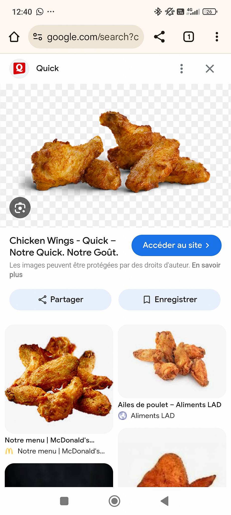 Menu de Quick Perpignan Drive