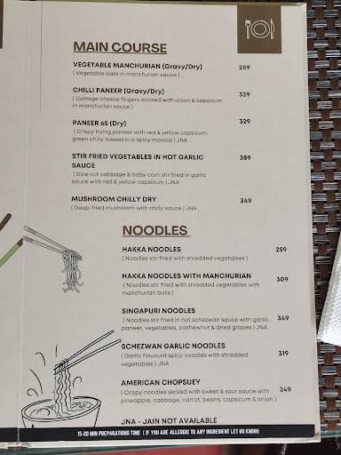 RD'S Infusion Global Veg Kitchen Fine Dining Restaurant menu