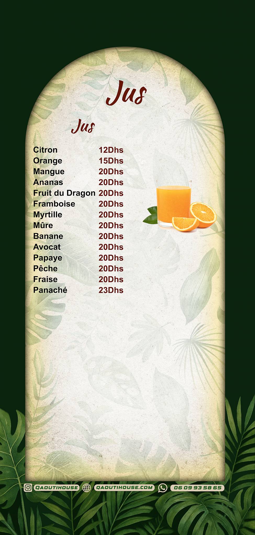 Menu de Qaouti house
