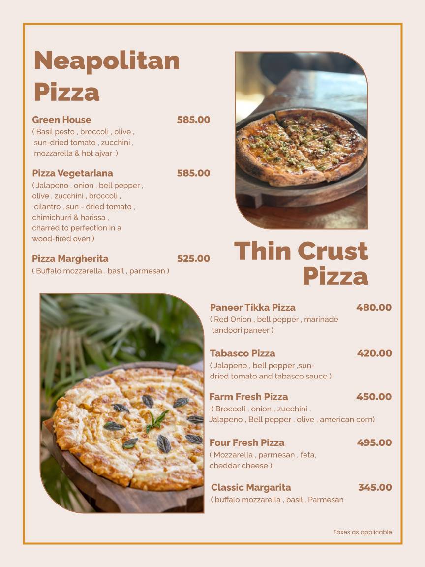 Meraki and Company menu