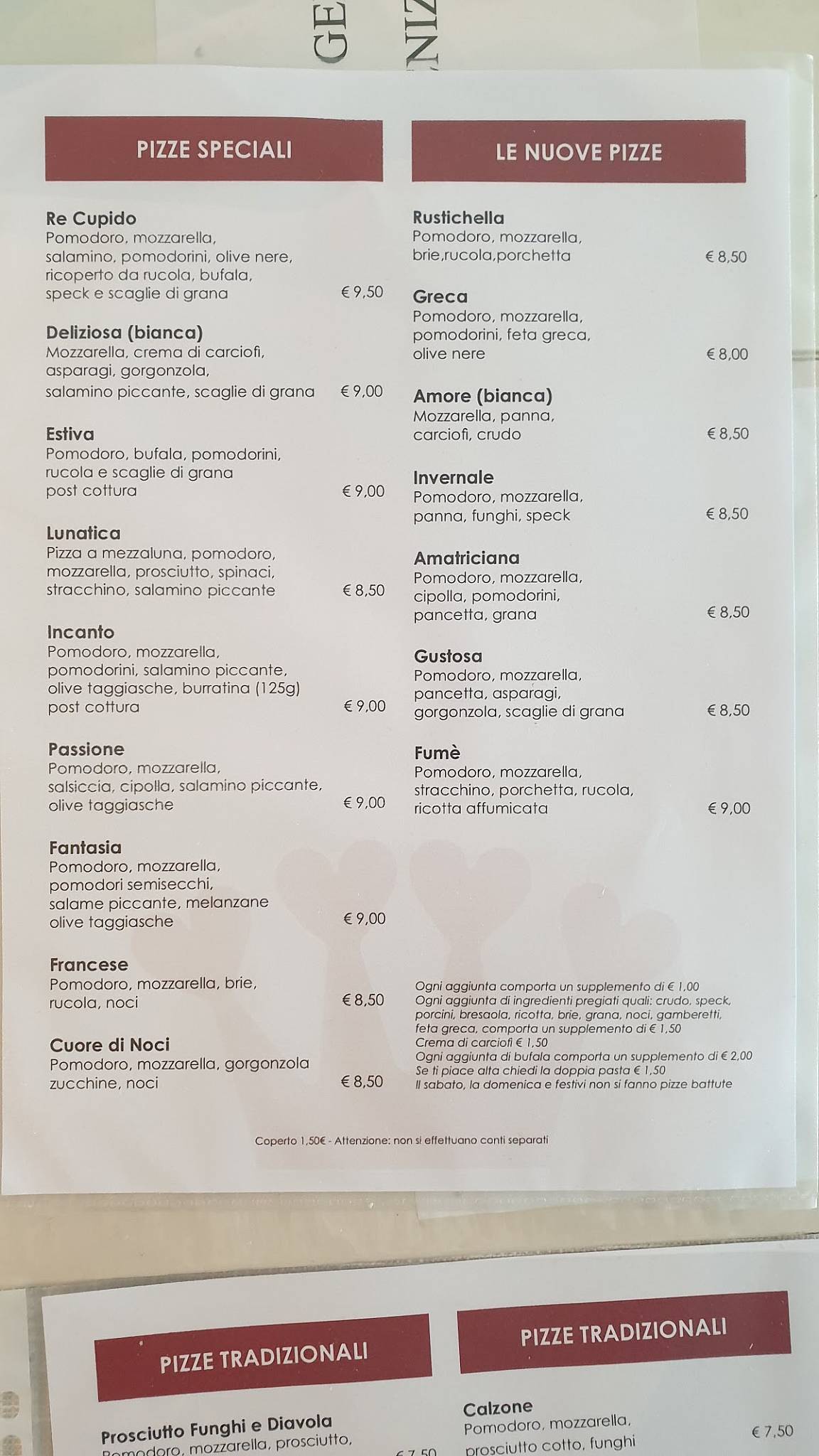 Menu di Re Cupido 