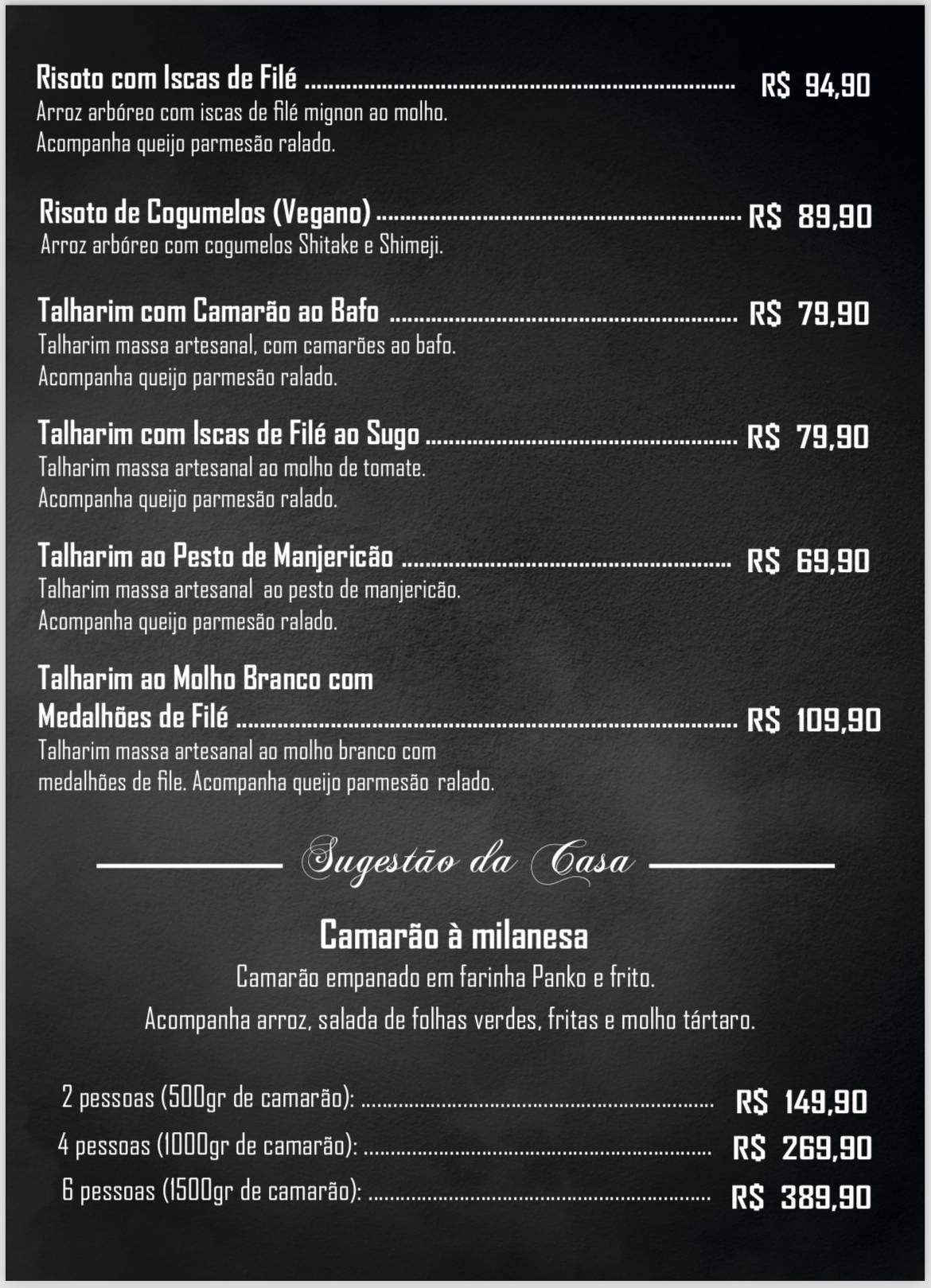 Recanto da Lagoa Gastro Bar cardápio