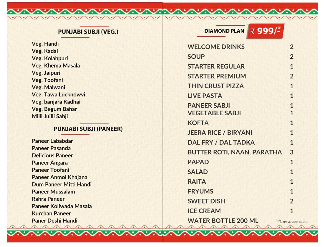 Red Chillies menu