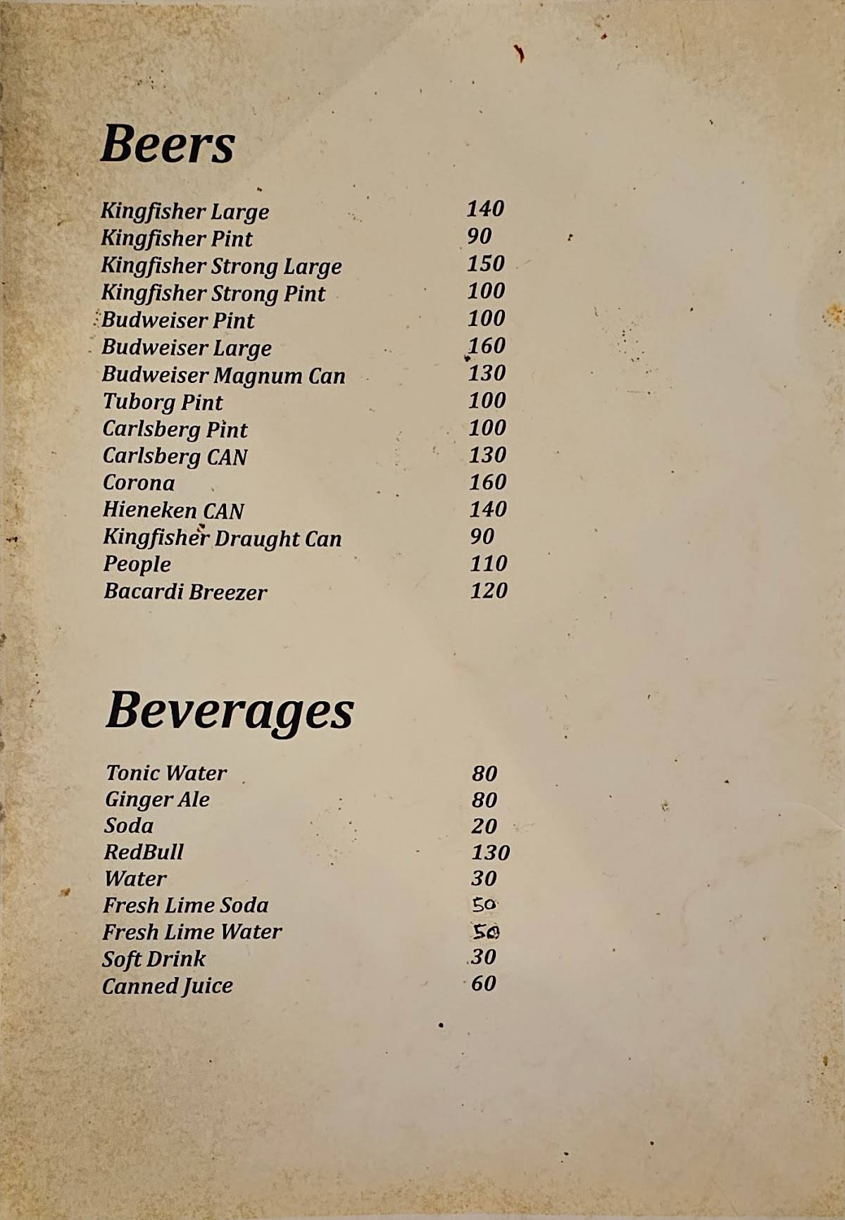 Red Lantern Restaurant Serves Chinese, Goan Fish Thali, Indian, Tandoori in Colva menu