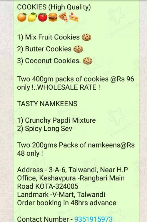 Regal Foods menu