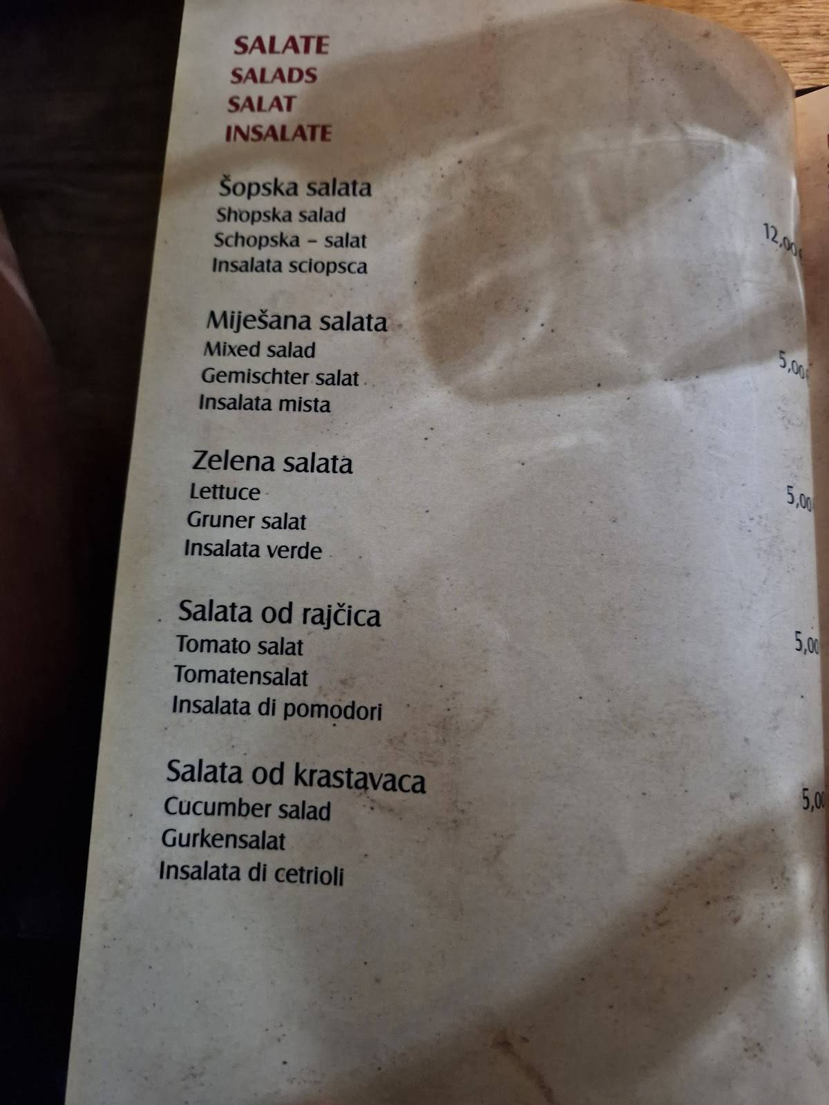 Menu di Ad Astra 