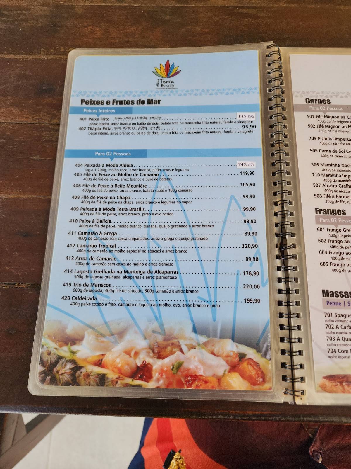 Aldeia Terra Brasilis cardápio