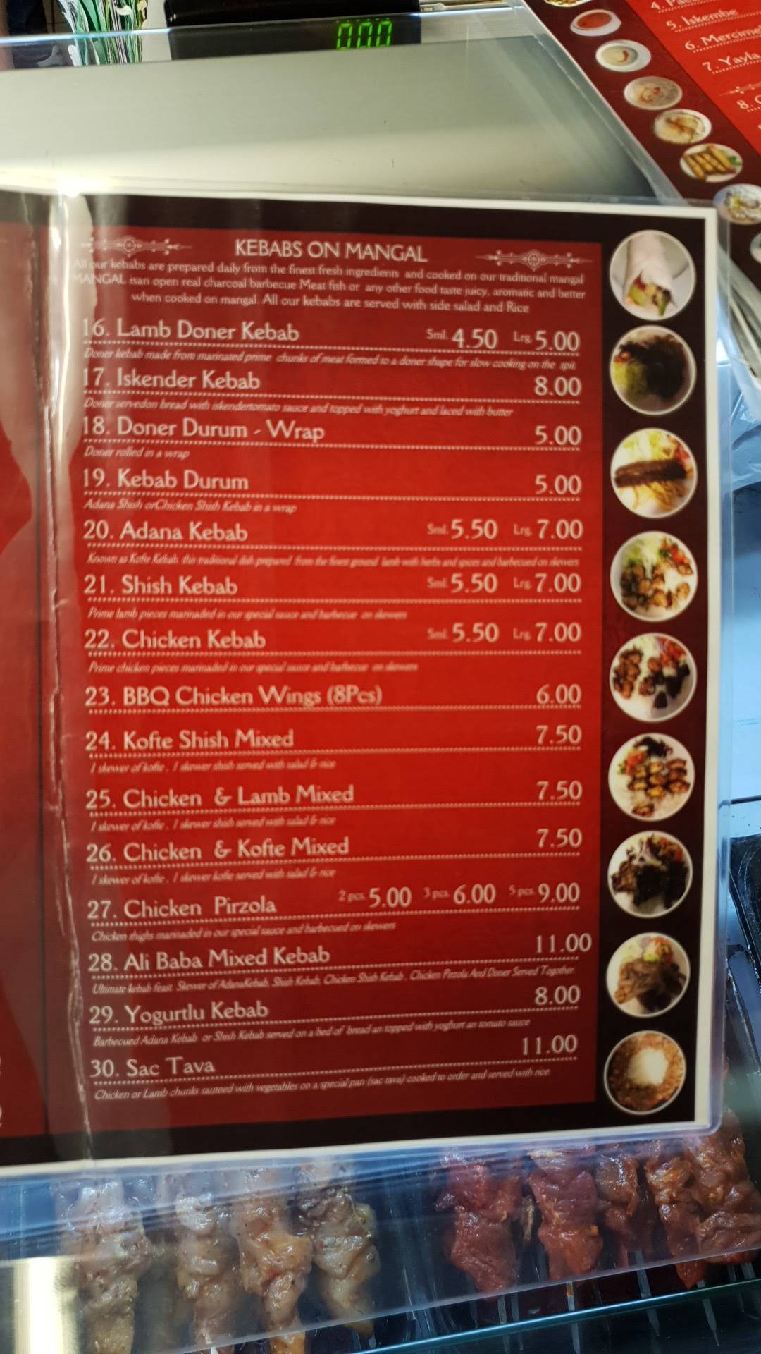 Menu at Ali Baba restaurant, Bournemouth, 62 Charminster Rd