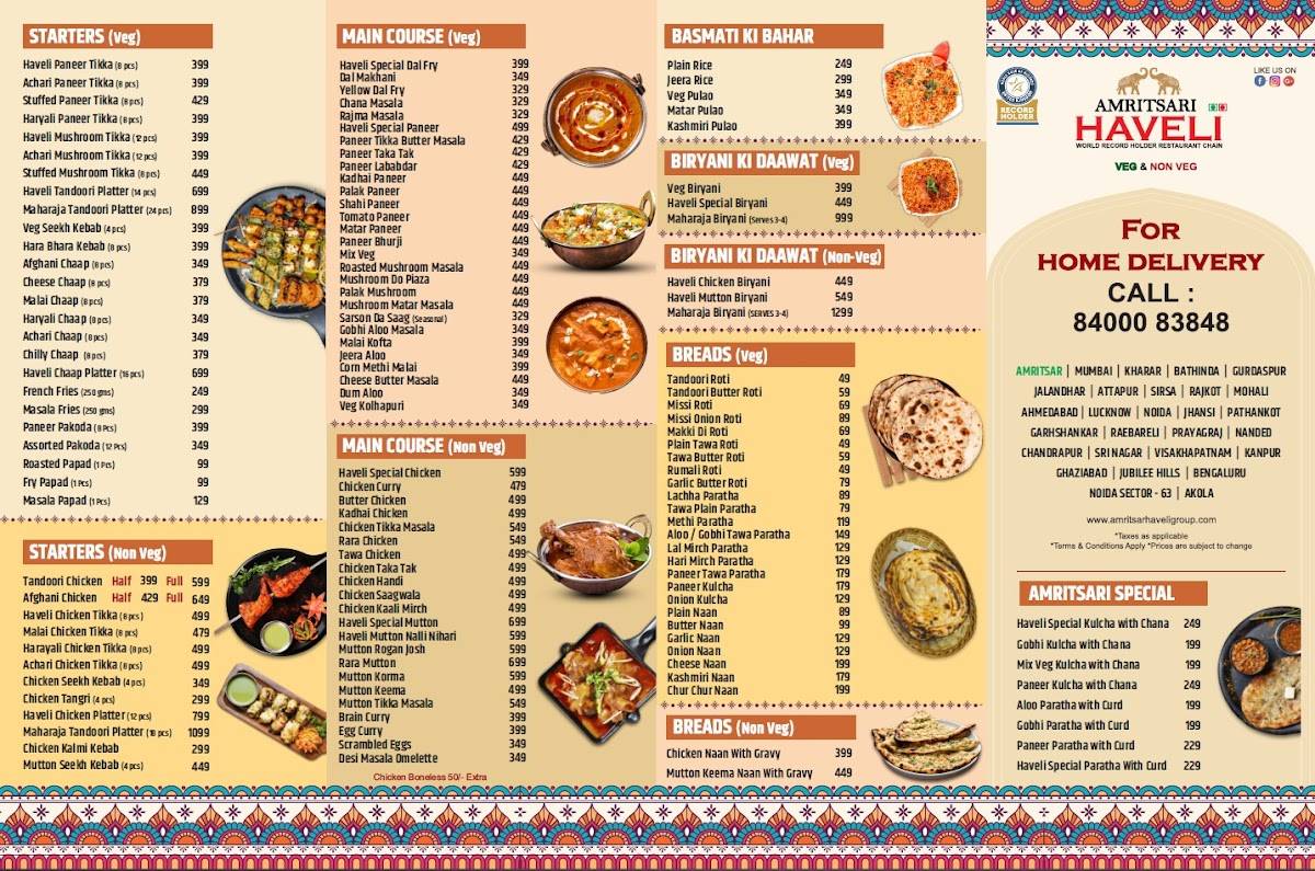 Amritsari Haveli Ranjit Avenue menu
