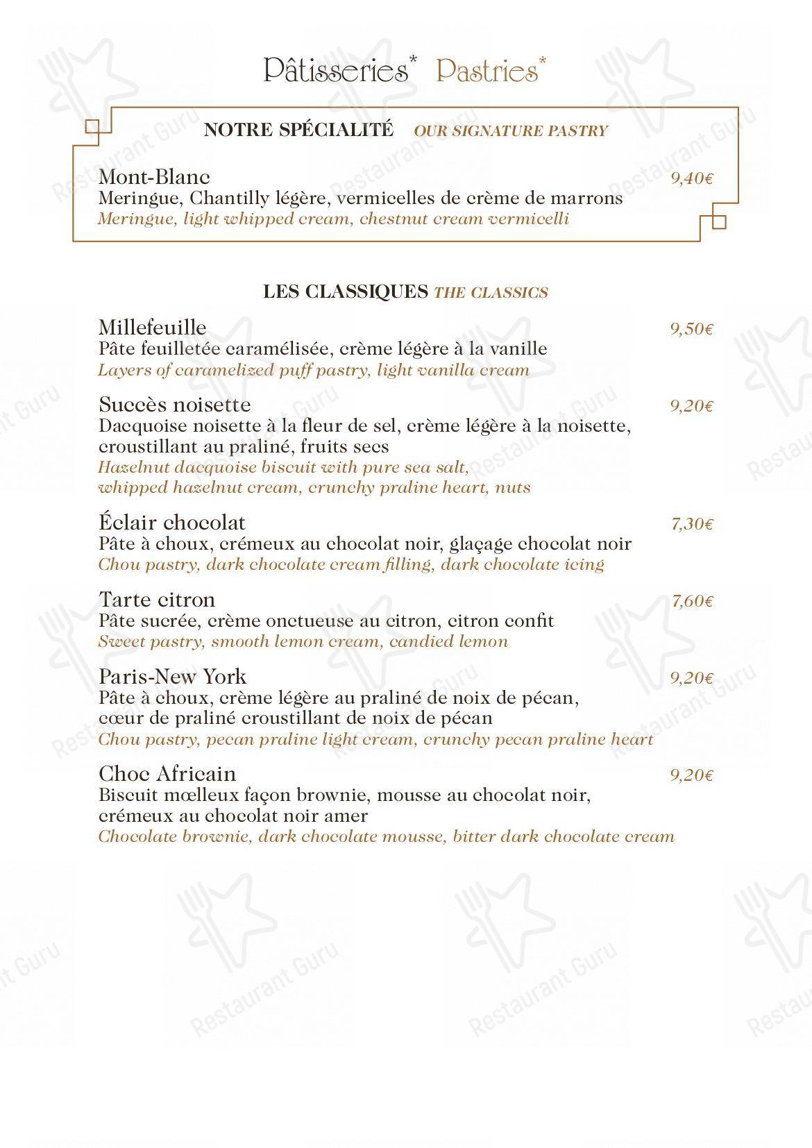 Menu pour Angelina Paris – Château de Versailles, Salon de thé-restaurant dans Versailles