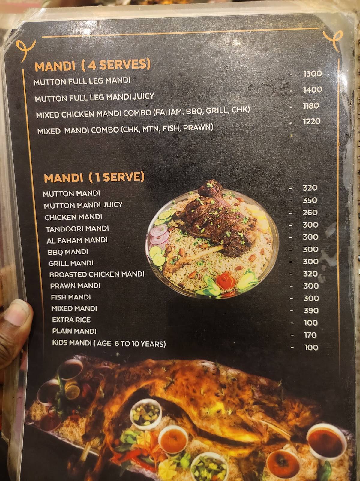 Arabia Mandi menu