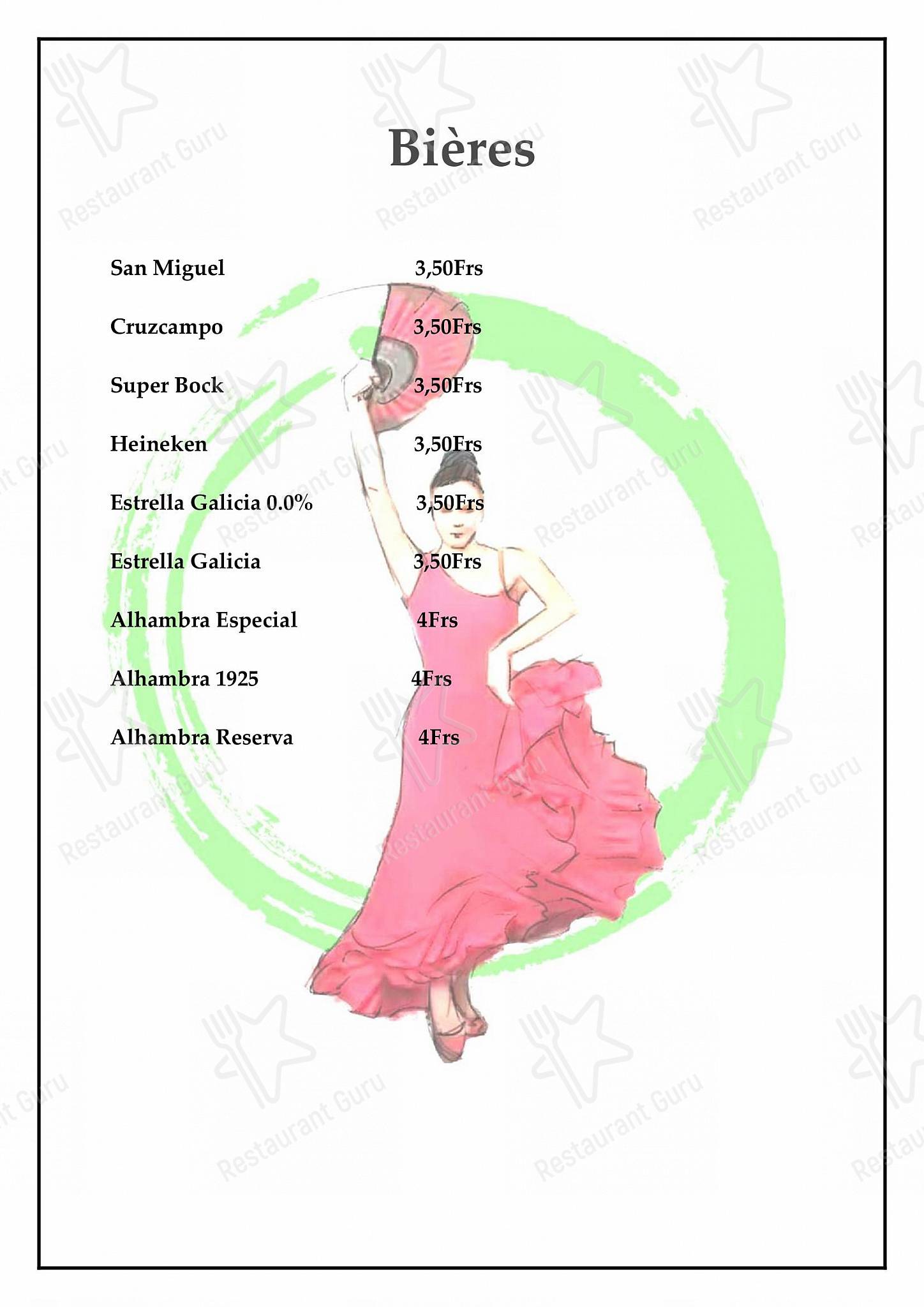 Arte Andaluz in Vernier - Menu bar